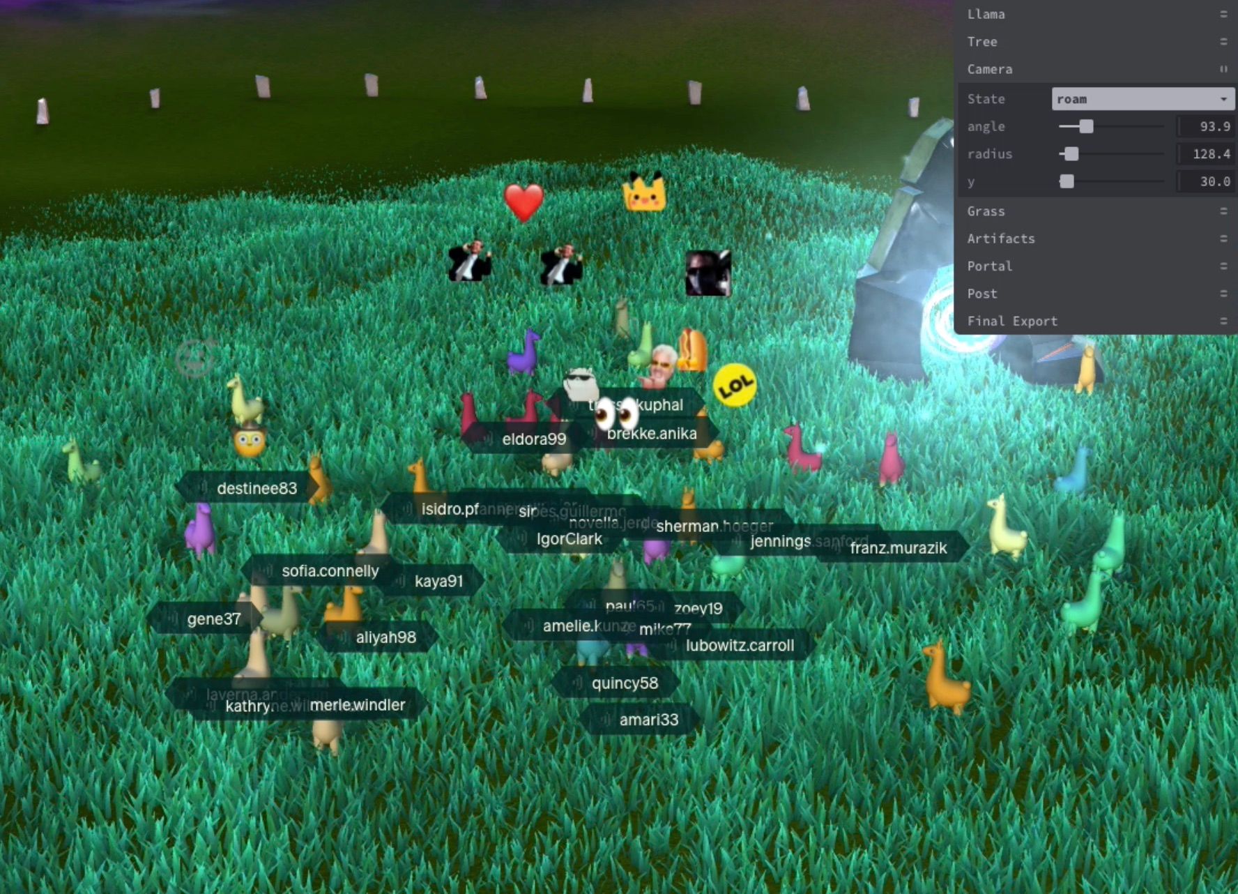 Multiplayer llama world